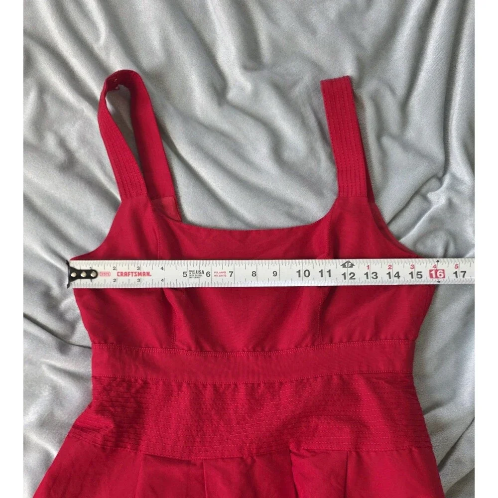 J.Crew Pink Red Cotton Silk Sleeveless Fit Flare Dress Pleated Lined 6P